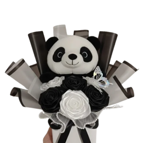 Panda igračka i 5 ruža